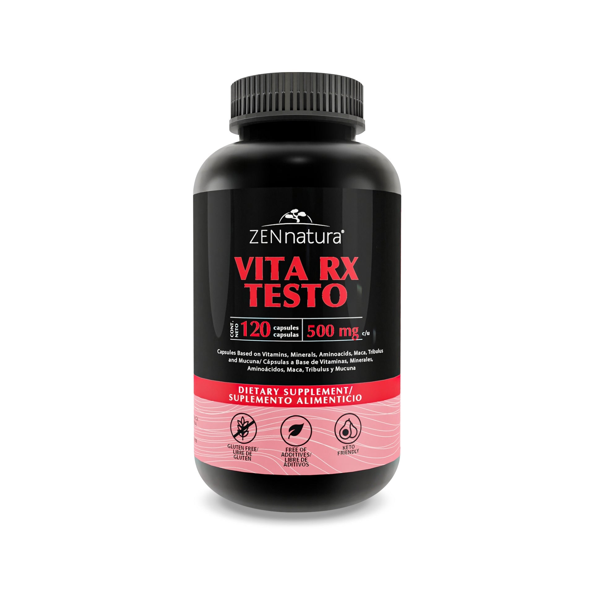 VITA RX TESTO 500MG MAGNESIO, TRIBULUS, MACA NEGRA ZenNaturaMX