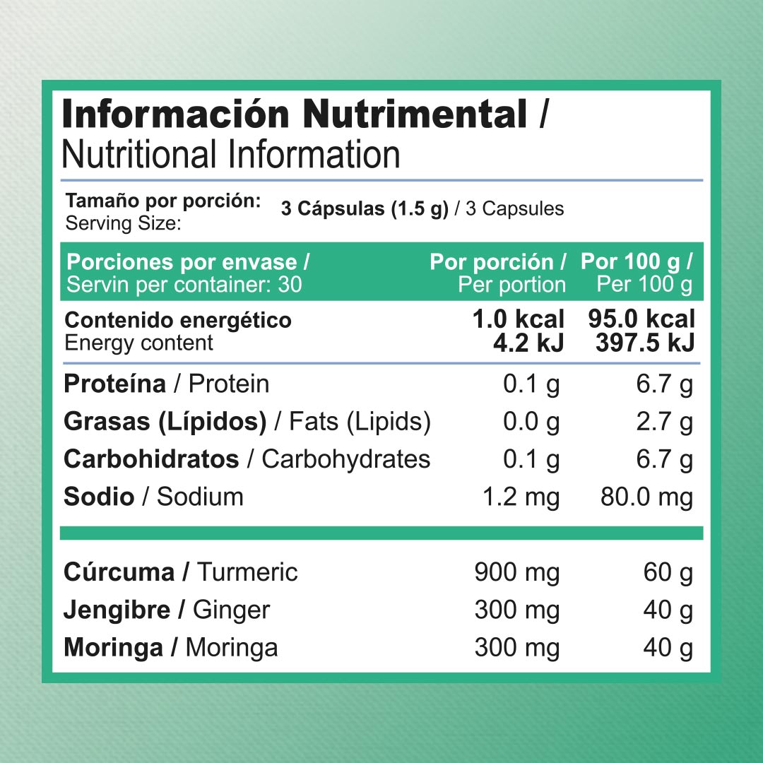 CURCUMA JENGIBRE Y MORINGA 90 CAPS