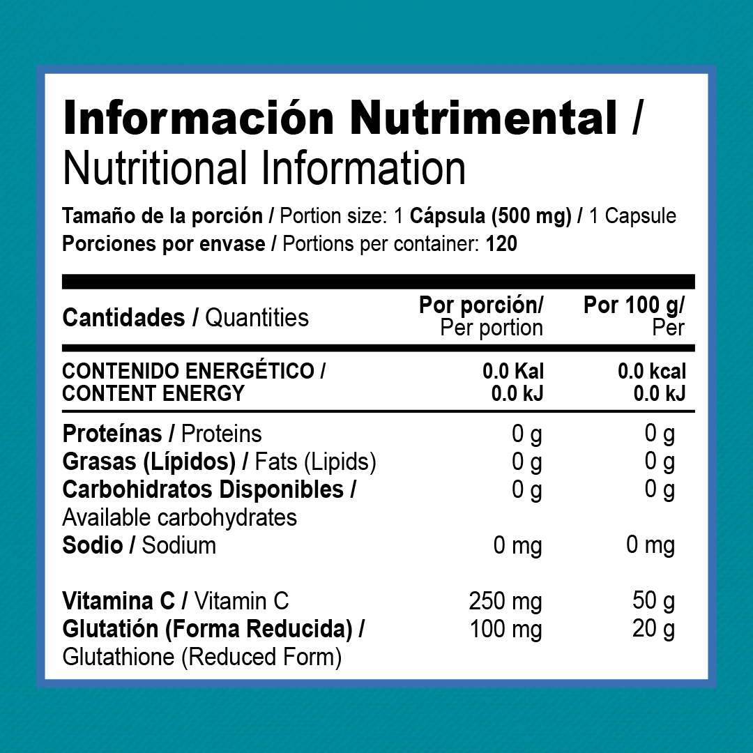 GLUTATIONE, VITAMINA C Y MAGENSIO DE 500MG GLUTAHIONE BLEND
