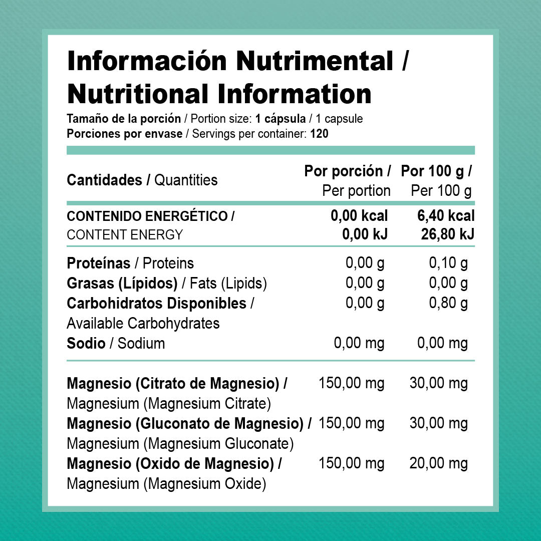 MEZCLA DE MAGNESIO DE 500MG MAGNESIUM BLEND