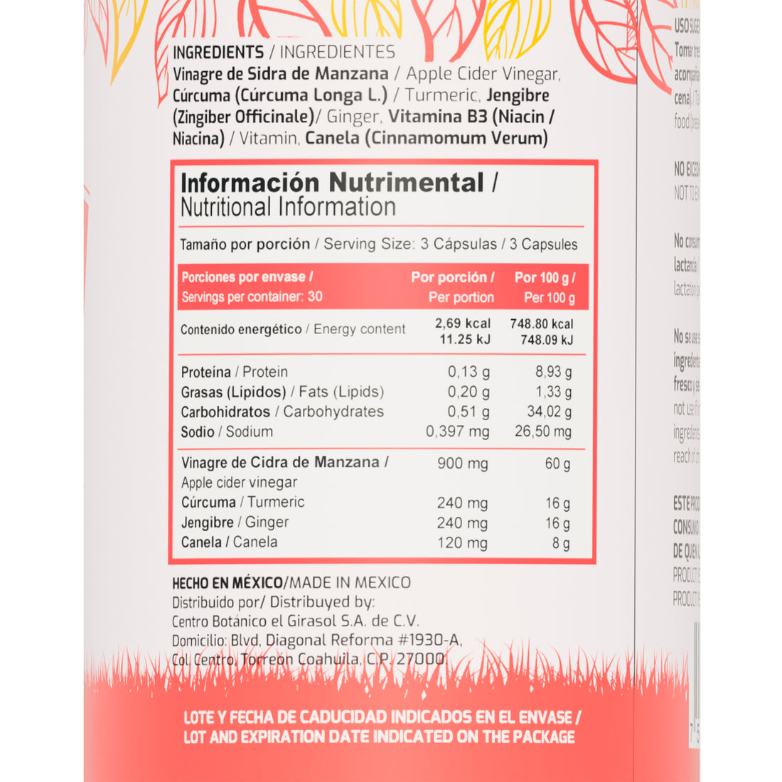 VINAGRE DE MANZANA ORGÁNICO 500MG