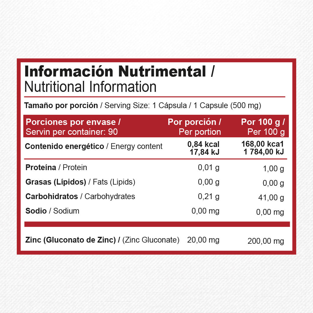 ZINC CON AVENA DE 500MG