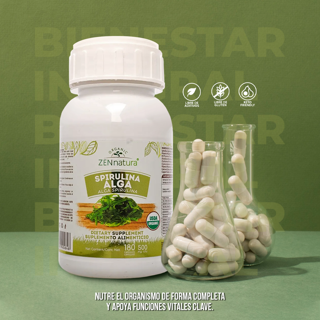 Alga espirulina orgánica | 500 mg