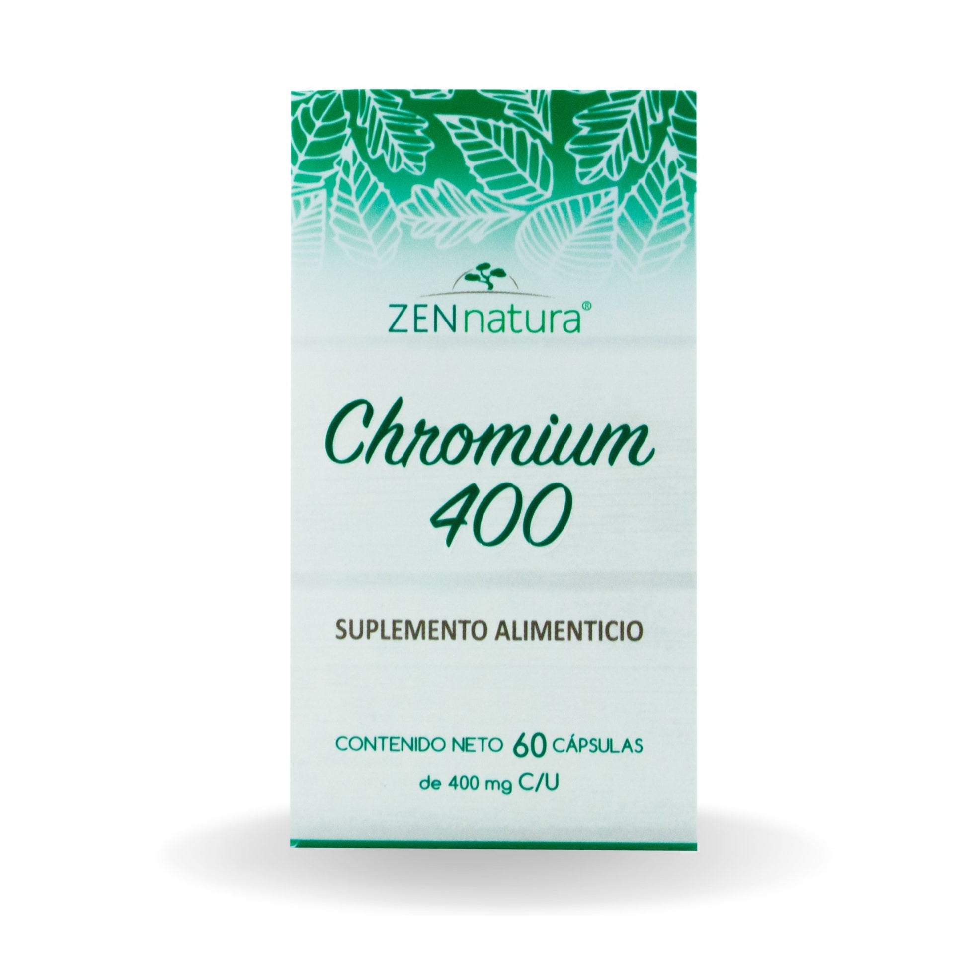 CHROMIUM 400 400MG | POLINICOTINATO DE CROMO, L-CARNITINA TARTRATO, ESTEARATO DE MAGNESIO - ZenNaturaMX