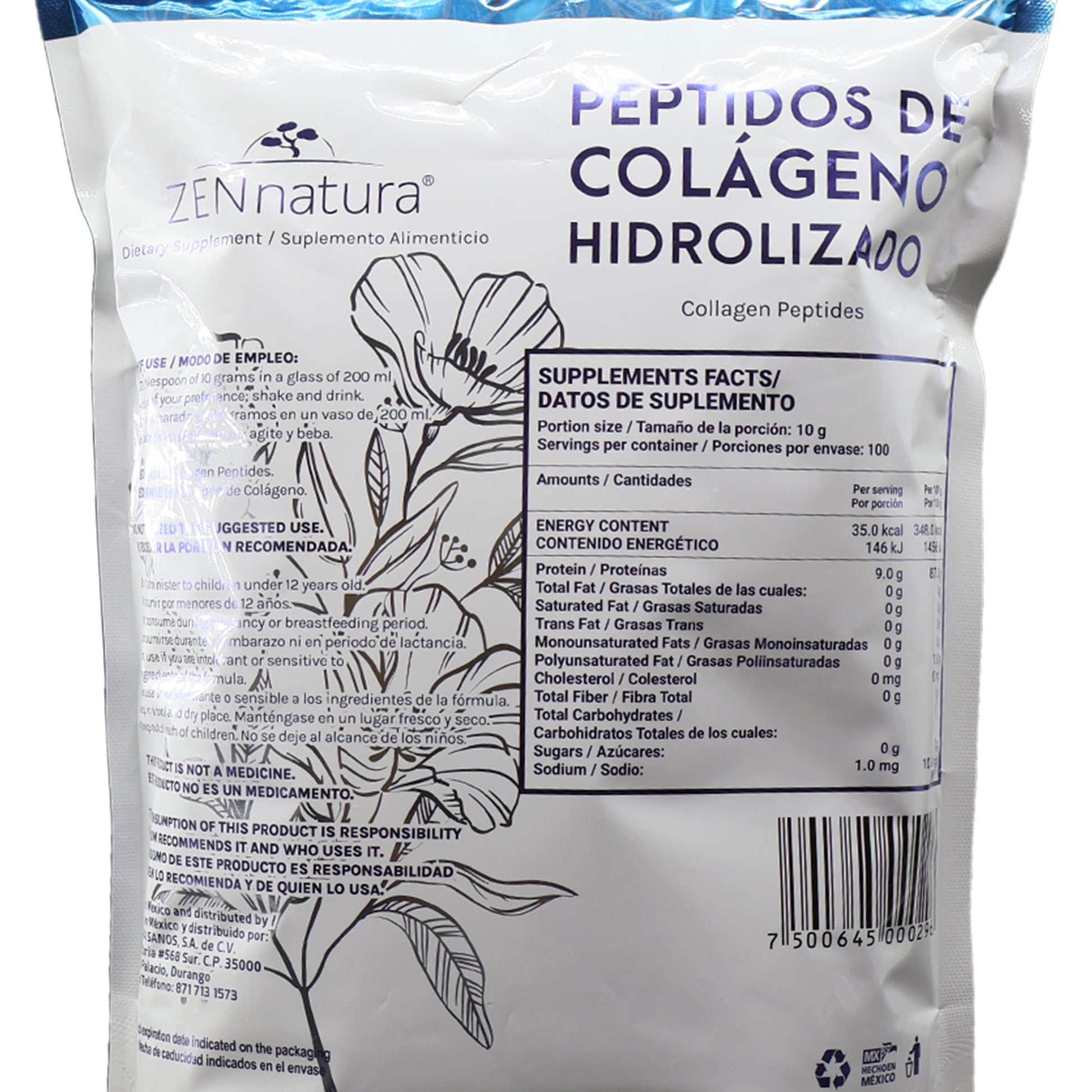 COLAGENO HIDROLIZADO EN PÉPTIDOS DE 1KG - ZenNaturaMX