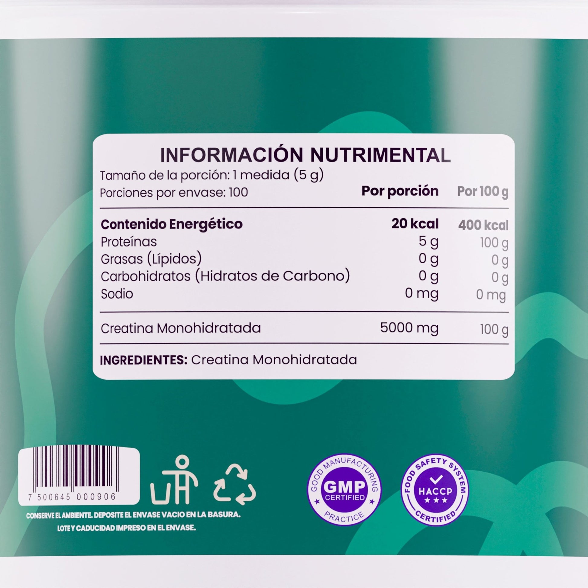 CREATINA MONOHIDRATADA 500G - ZenNaturaMX