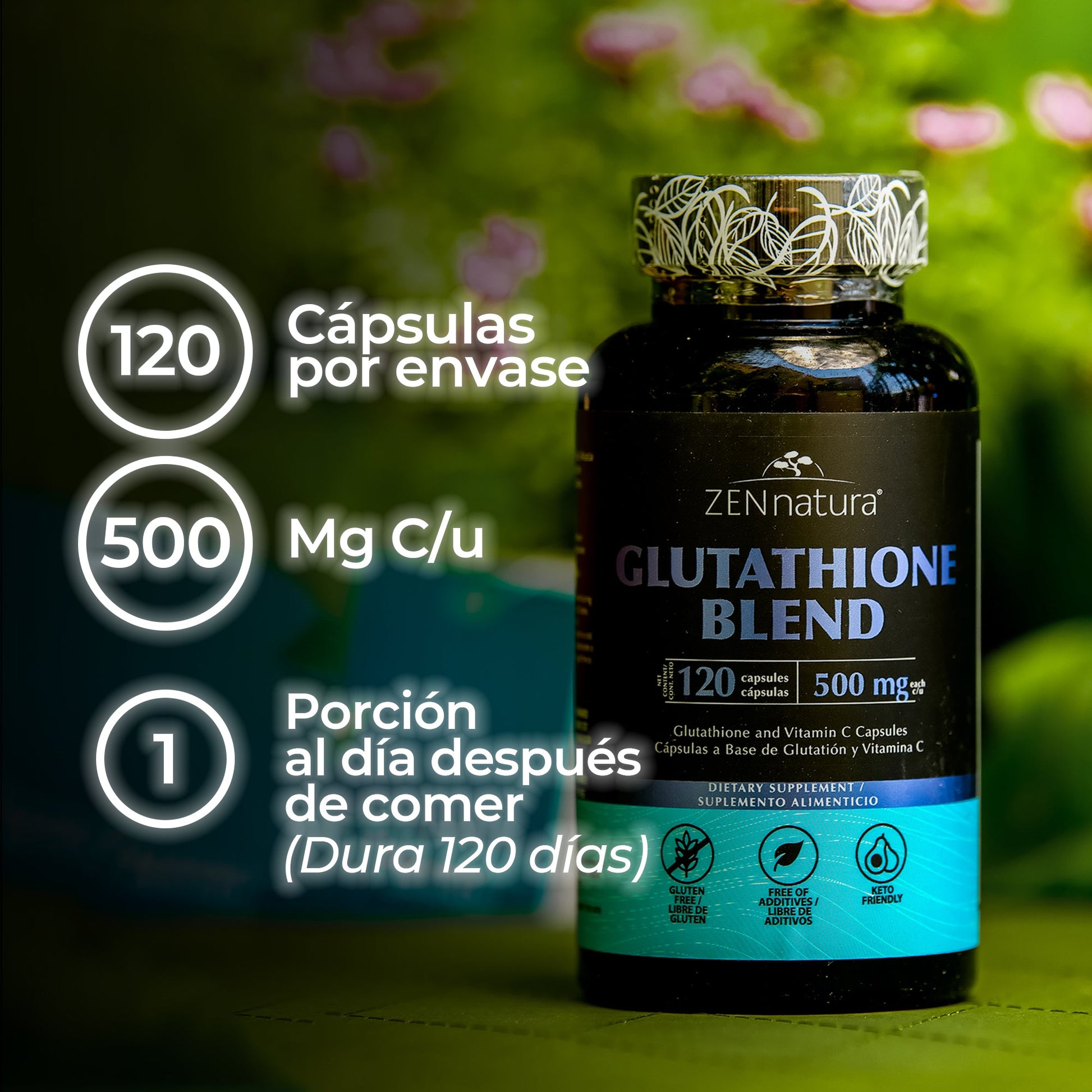 GLUTATIONE, VITAMINA C Y MAGENSIO | 500MG GLUTAHIONE BLEND - ZenNaturaMX