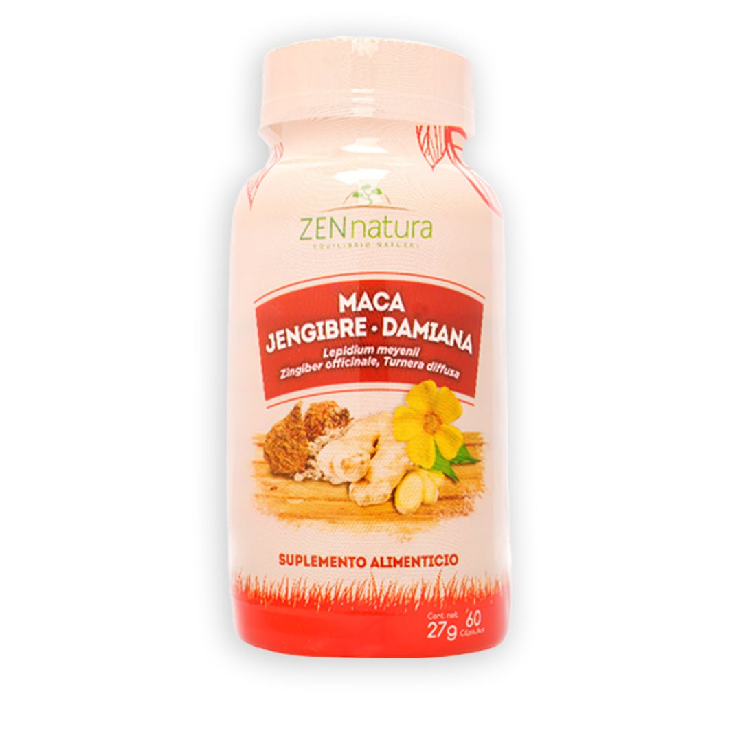 MACA 450MG | MACA CON JENGIBRE Y DAMIANA - ZenNaturaMX