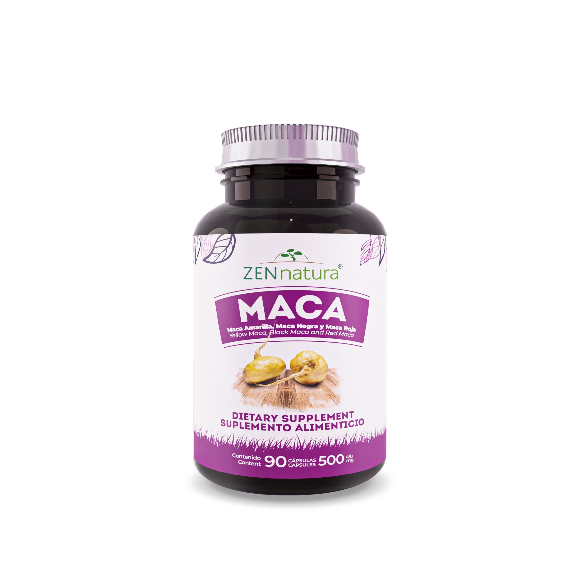 MACA 500 MG CON MACA AMARILLA, NEGRA, ROJA Y PIMIENTA NEGRA - ZenNaturaMX