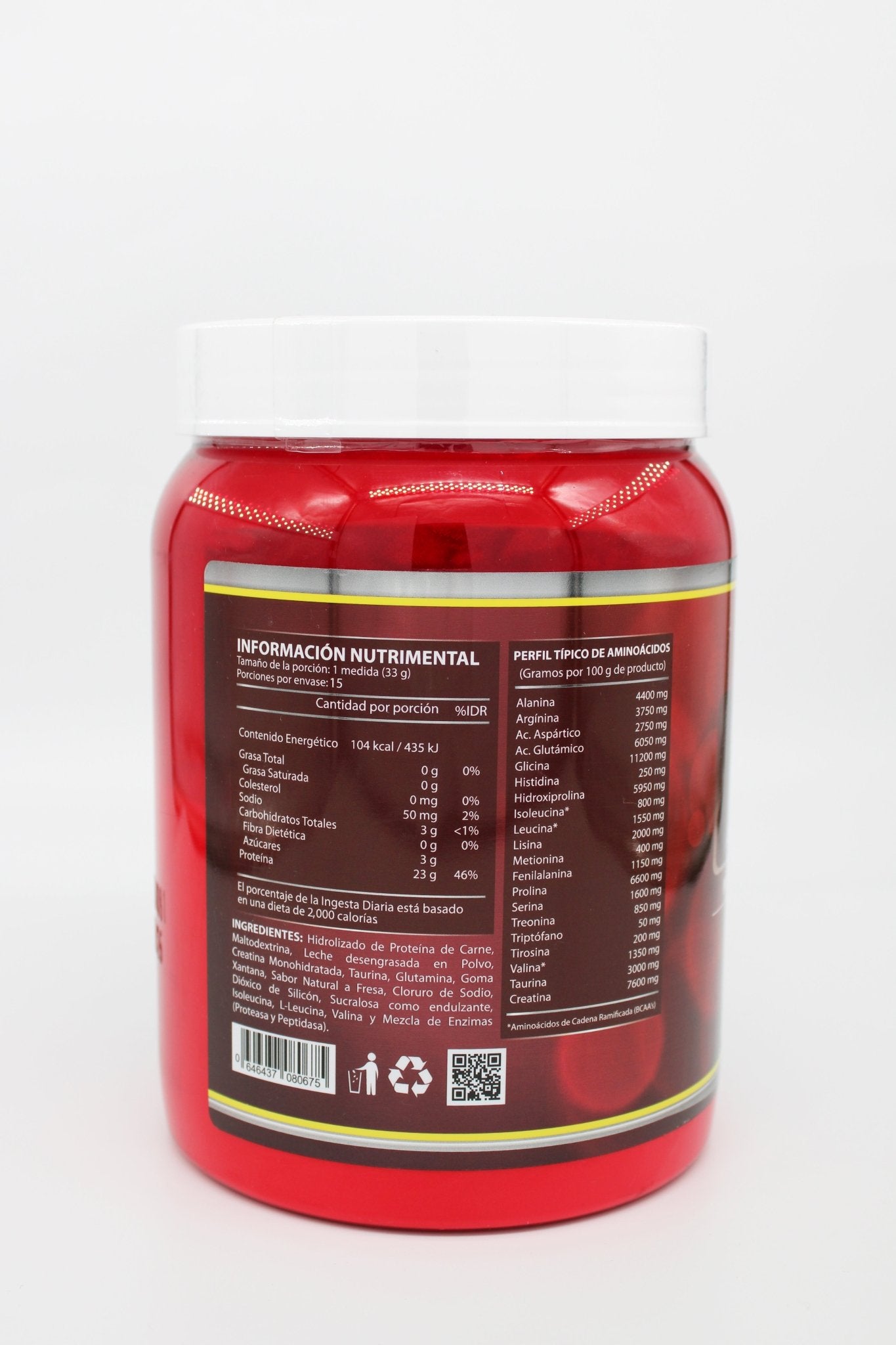 PROTEINA DE CARNE HIDROLIZADA FRESA 500G BEEFFEAR NANOFEAR - ZenNaturaMX