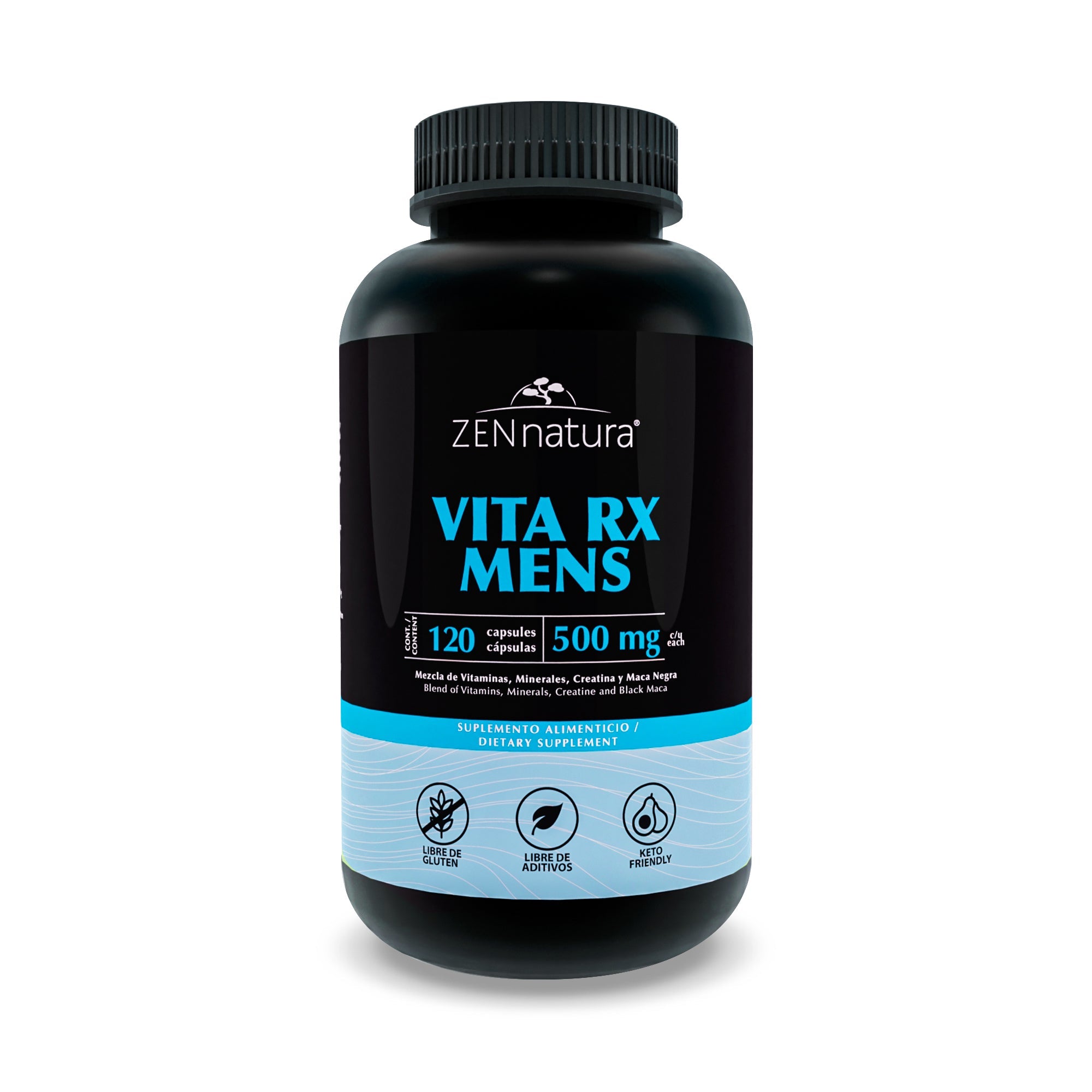 VITA RX MENS 500MG | CREATINA, ARGININA, BCAAS, MACA NEGRA, VITAMINAS Y MINERALES - ZenNaturaMX