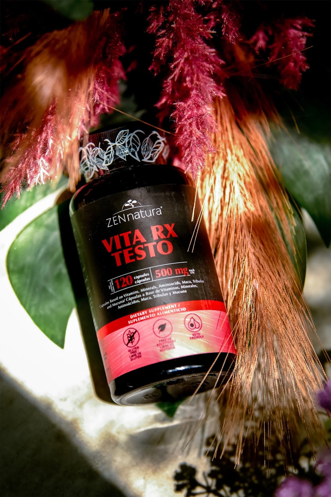 VITA RX TESTO 500MG | MAGNESIO, TRIBULUS, LONG JACK, FENOGRECO, MACA NEGRA, DAMIANA, SEMILLA DE CALABAZA, YIN YANG HOU, L - ARGININA, ZINC, SELENIO Y CIRUELO AFRICANO - ZenNaturaMX