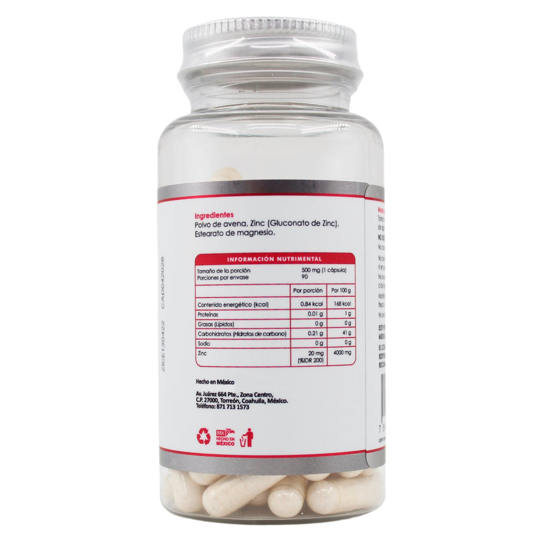 ZINC CON AVENA | 500MG - ZenNaturaMX